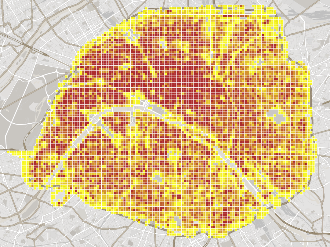 Carte de densité bâtie à Paris