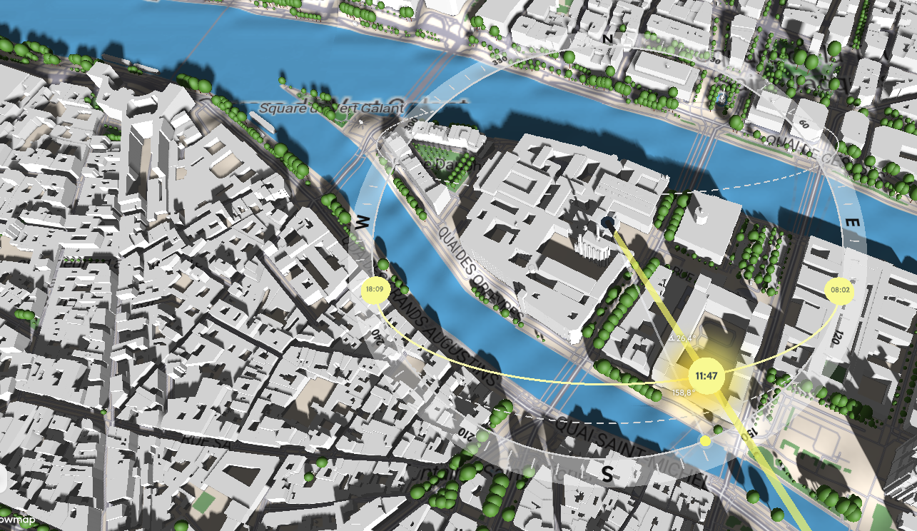 Capture d'écran de la plateforme shadow map