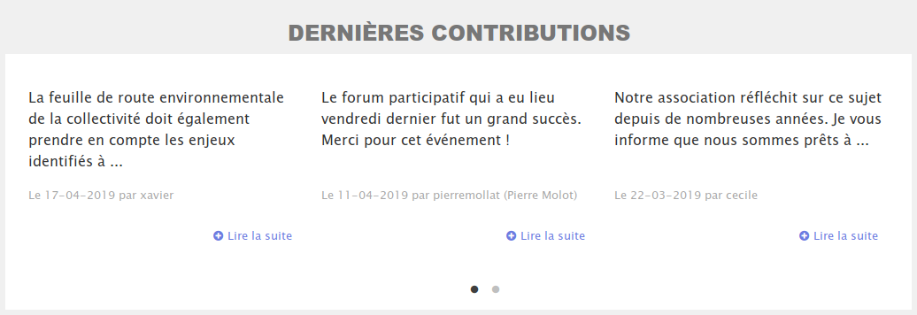 Contributions en première page