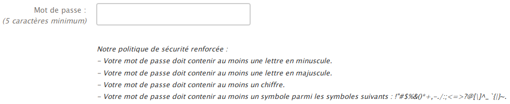 Sécurité renforcée du mot de passe