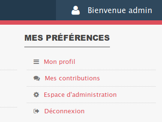 Mes contributions accessibles depuis le menu