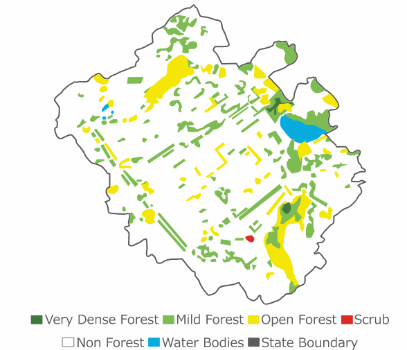 Couverture végétale - cartographie établie par le Department of Forest & Wildlife UT Administration Chandigarh
