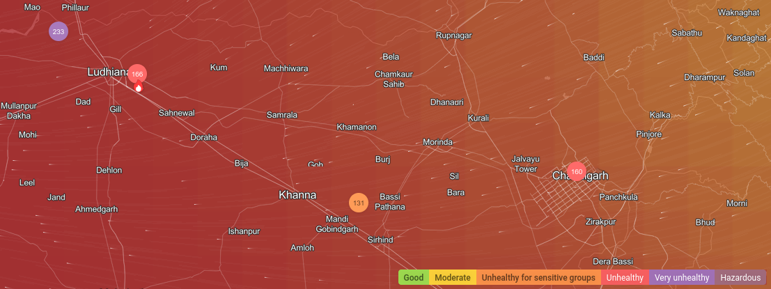 Capture d'écran de l'application AirVisual - Un jour comme un autre à Chandigarh